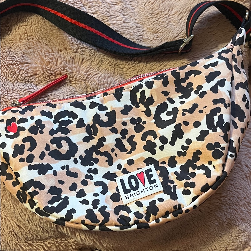 Brighton Leopard-Print Crossbody with Red Accents